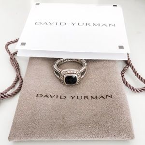 David Yurman Petite Albion Ring in Onyx w Diamonds